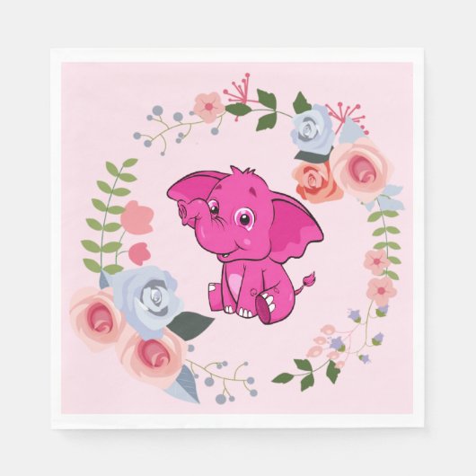 Baby shower van olifantenpillen van roze meisjes servet (Voorkant)