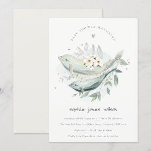 Baby shower van onderzeese walvis bedankkaart