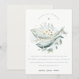 Baby shower van onderzeese walvisvis bedankkaart
