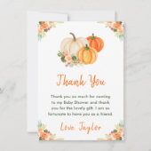 Baby shower van Oranje en groene pompoenen Bedankkaart (Voorkant)