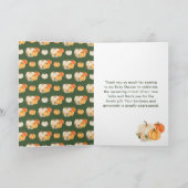 Baby shower van Oranje en groene pompoenen Bedankkaart (Binnen)