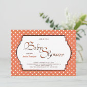 Baby shower van Oranje en witte pokadots Kaart (Staand voorkant)