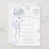 Baby shower van Paars en zilver Kaart (Voorkant)