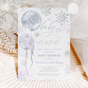 Baby shower van Paars en zilver Kaart
