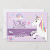 Baby shower van Paarse Unicorn-paren Kaart (Voorkant)