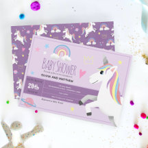 Baby shower van Paarse Unicorn-paren