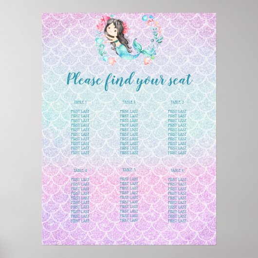 Baby shower van Paarse Zeemeermin Poster (Voorkant)
