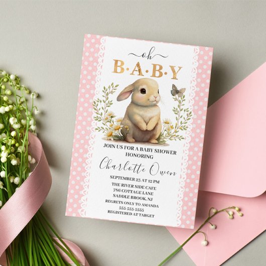 Baby shower van paasmeisje Oh Baby Bunny Spring Gi Kaart
