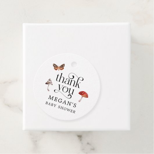 Baby shower van paddenstoel Boho Bedankjes Labels (In situ)