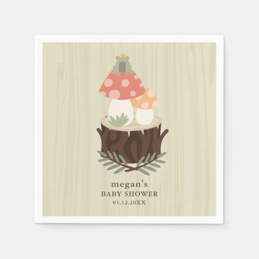 Baby shower van paddenstoelen Napkin Servet (Voorkant)