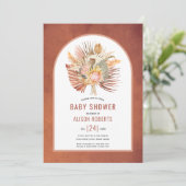 Baby shower van papegaaiachtigen en palmterracotta kaart (Staand voorkant)