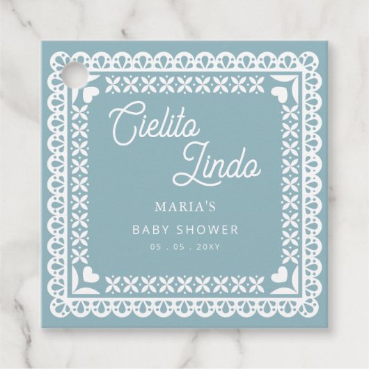 Baby shower van Papel Picado Cielito Lindo Bedankjes Labels (Voorkant)