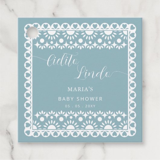 Baby shower van Papel Picado Cielito Lindo Bedankjes Labels (Voorkant)