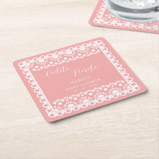 Baby shower van Papel Picado Cielito Lindo Kartonnen Onderzetters (Schuin)