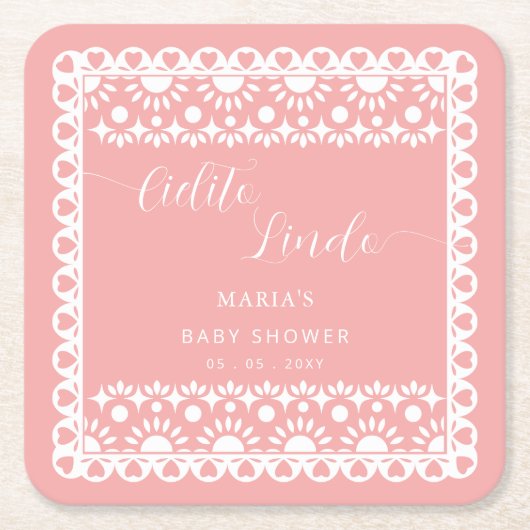 Baby shower van Papel Picado Cielito Lindo Kartonnen Onderzetters (Voorkant)