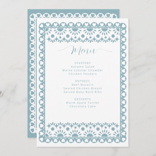 Baby shower van Papel Picado Cielito Lindo Menu (Voorkant / Achterkant)