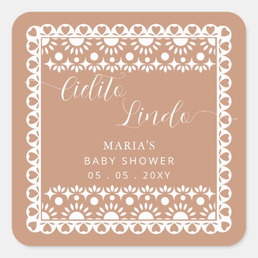 Baby shower van Papel Picado Cielito Lindo Vierkante Sticker (Voorkant)