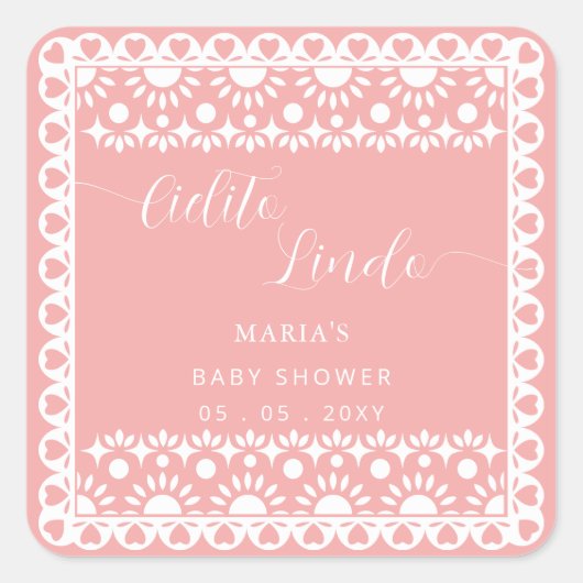 Baby shower van Papel Picado Cielito Lindo Vierkante Sticker (Voorkant)