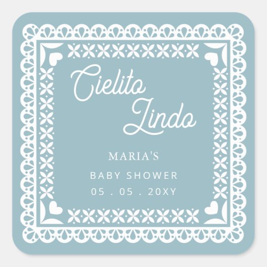 Baby shower van Papel Picado Cielito Lindo Vierkante Sticker (Voorkant)