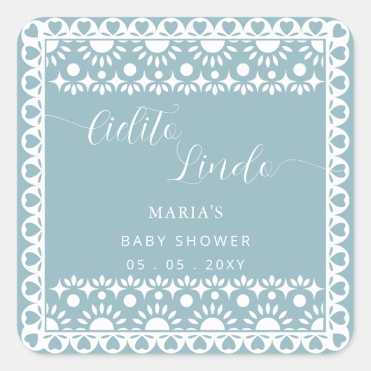 Baby shower van Papel Picado Cielito Lindo Vierkante Sticker (Voorkant)