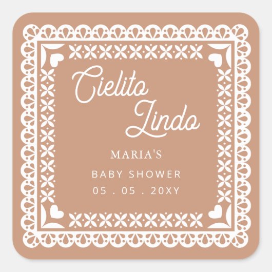 Baby shower van Papel Picado Cielito Lindo Vierkante Sticker (Voorkant)