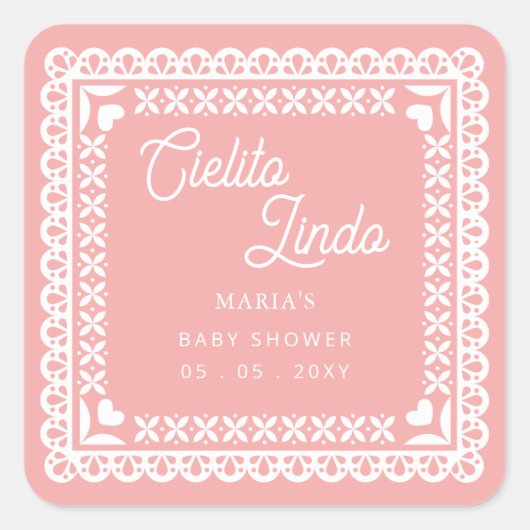 Baby shower van Papel Picado Cielito Lindo Vierkante Sticker (Voorkant)