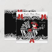 Baby shower van paren Zebra Rood zwart Kaart (Voorkant / Achterkant)