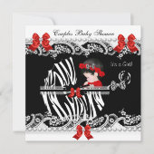 Baby shower van paren Zebra Rood zwart Kaart (Voorkant)