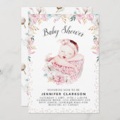 Baby shower van pasgeboren Floral Kaart (Voorkant / Achterkant)