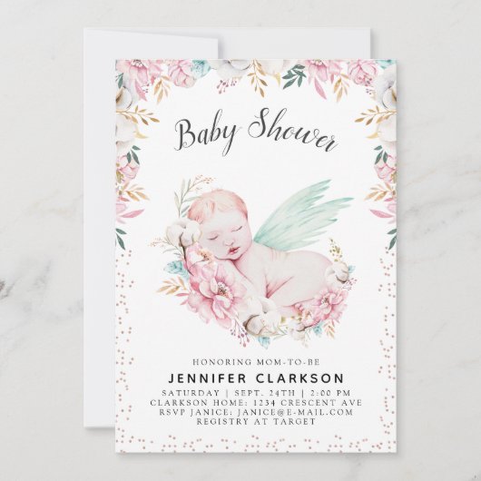 Baby shower van pasgeboren Floral Kaart (Voorkant)