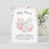Baby shower van pasgeboren Floral Kaart (Staand voorkant)