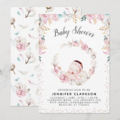 Baby shower van pasgeboren Floral Kaart (Voorkant / Achterkant)