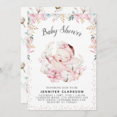 Baby shower van pasgeboren Floral Kaart (Voorkant / Achterkant)