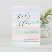 Baby shower van pasteelregenboogstrepen kaart (Staand voorkant)