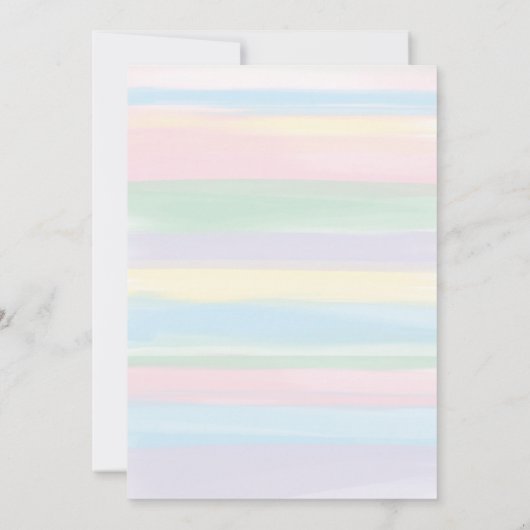 Baby shower van pasteelregenboogstrepen kaart (Achterkant)