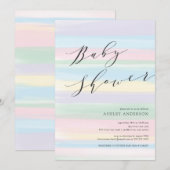 Baby shower van pasteelregenboogstrepen kaart (Voorkant / Achterkant)