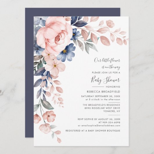 Baby shower van Pastel Bloom Kaart (Voorkant / Achterkant)