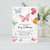  baby shower van pastel butterflies kaart (Staand voorkant)