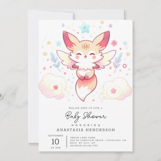 Baby shower van Pastel Fox Kaart (Voorkant)