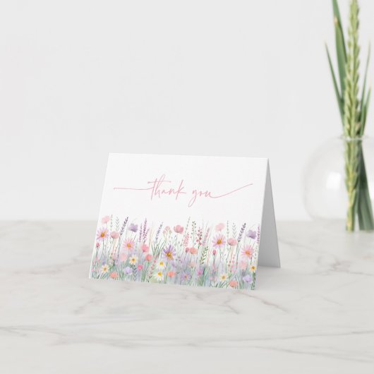 Baby shower van Pastel Wildflower Meadow Bedankkaart (Voorkant)