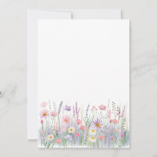 Baby shower van Pastel Wildflower Meadow Kaart (Achterkant)