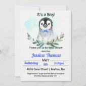 Baby shower van Penguin Winter Boy Kaart (Voorkant)
