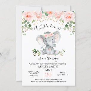 Baby shower van pinda's van roze Floral Elephant Kaart