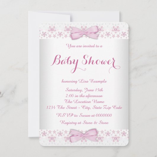 Baby shower van Pink Teddy Bear Tutu Princess Kaart (Achterkant)