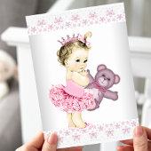 Baby shower van Pink Teddy Bear Tutu Princess Kaart