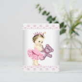Baby shower van Pink Teddy Bear Tutu Princess Kaart (Staand voorkant)