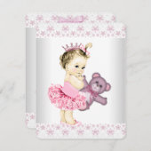 Baby shower van Pink Teddy Bear Tutu Princess Kaart (Voorkant / Achterkant)
