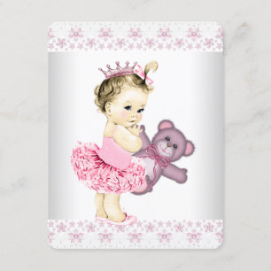 Baby shower van Pink Teddy Bear Tutu Princess Kaart