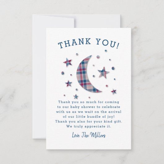Baby shower van Play Moon Stars Bedankkaart (Voorkant)