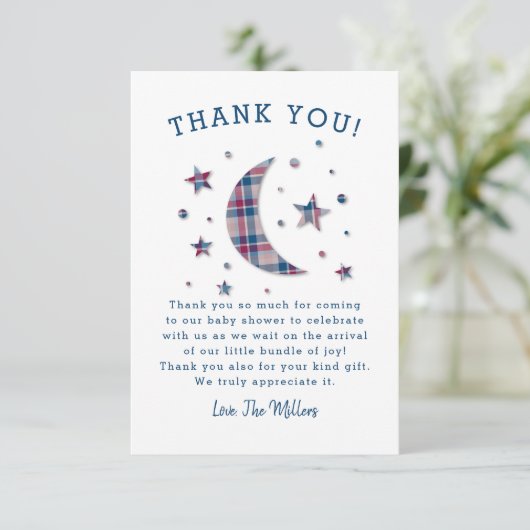 Baby shower van Play Moon Stars Bedankkaart (Staand voorkant)
